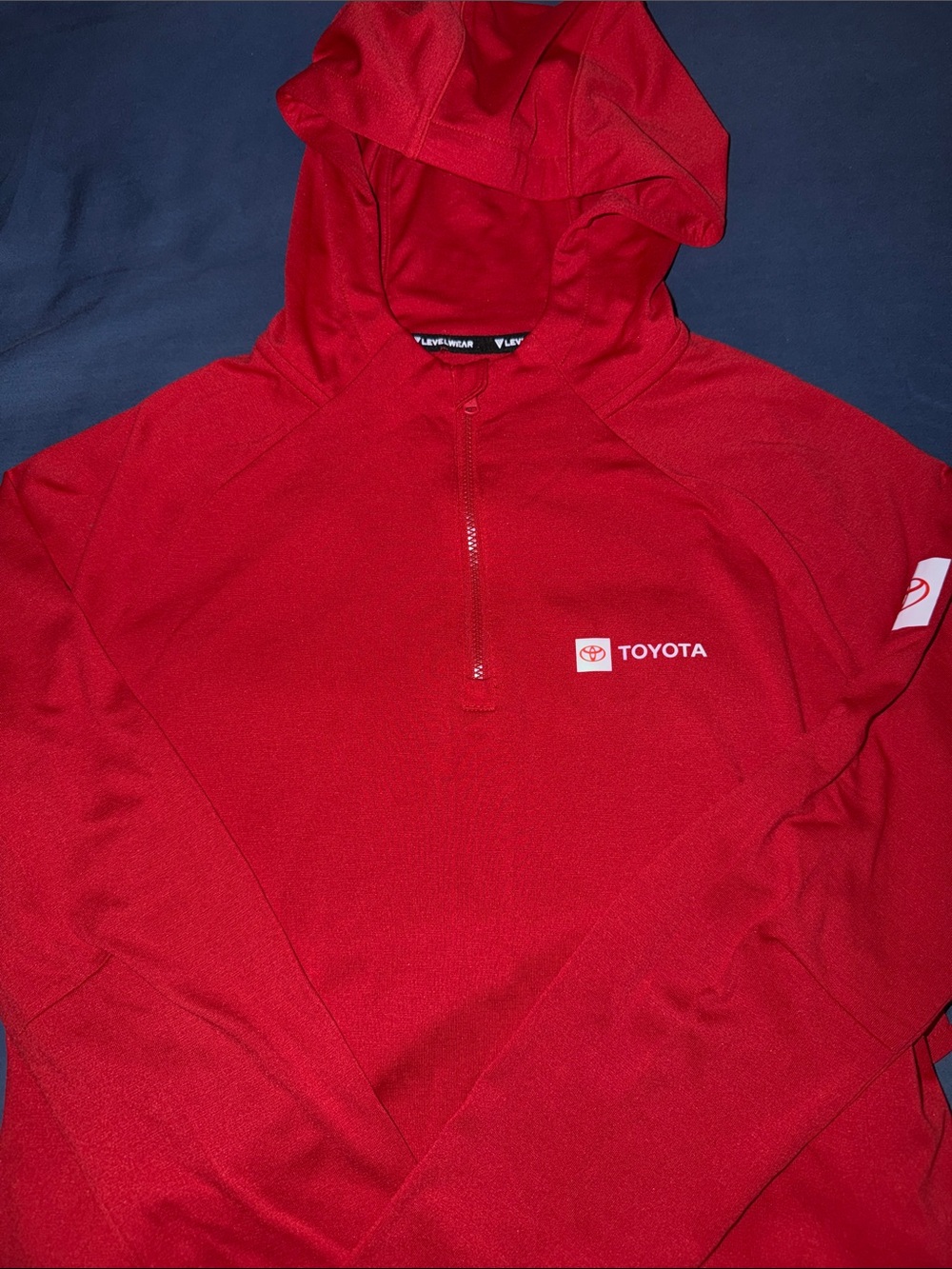 Toyota Women's Red Hooded Quarter-Zip Pullover